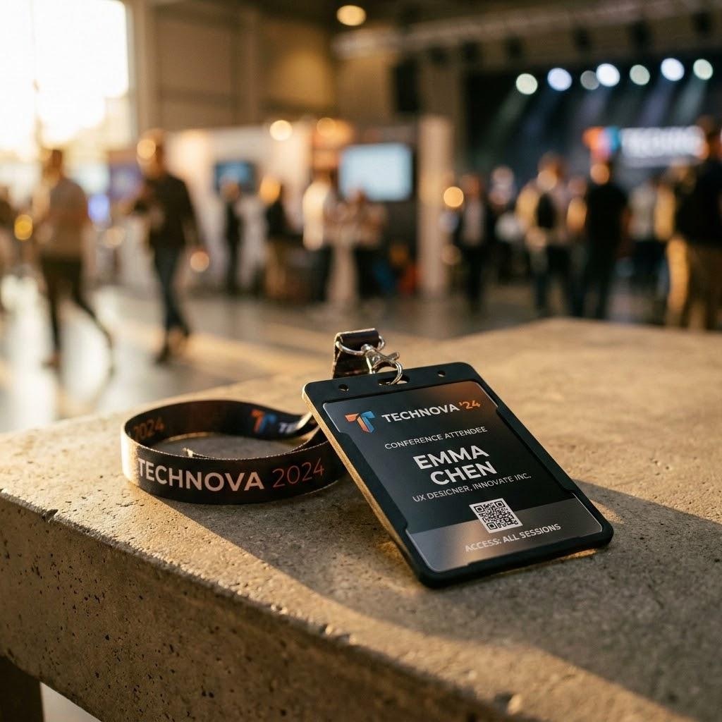 Smart conference badge at a tech summit