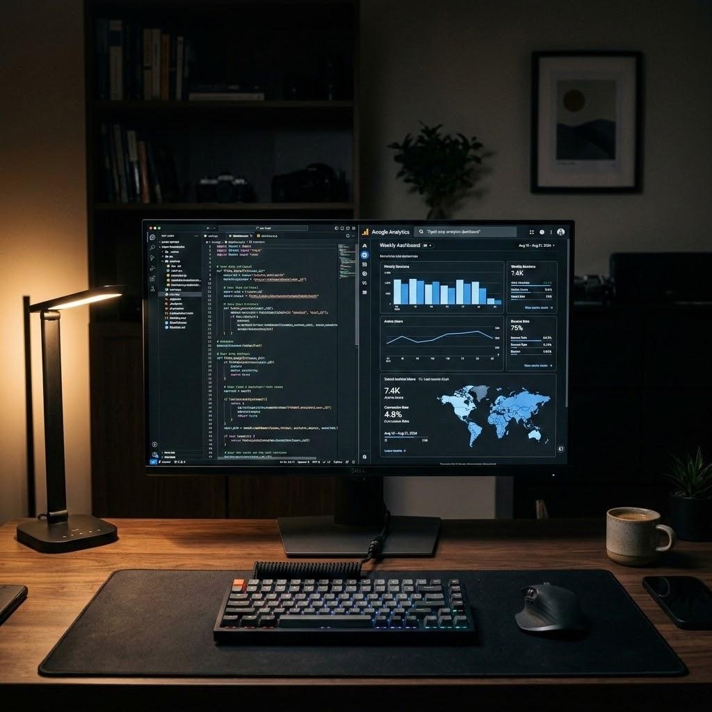 Desk with multiple analytics dashboards